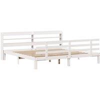 Berkfield Home Beautiful Bed Frame with Headboard without Mattress White 180x200 | Size: Super King