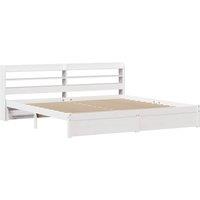 Berkfield Home Beautiful Bed Frame with Headboard without Mattress White 180x200 | Size: Super King