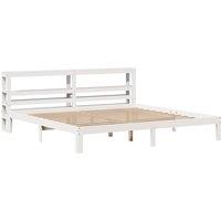 Berkfield Home Beautiful Bed Frame with Headboard without Mattress White 180x200 | Size: Super King
