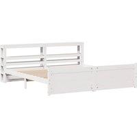 Berkfield Home Beautiful Bed Frame with Headboard without Mattress White 180x200 | Size: Super King