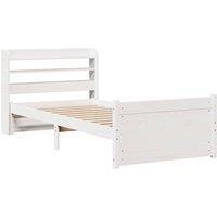 Berkfield Home Beautiful Bed Frame with Headboard without Mattress White 90x190 | Size: Single