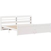 Berkfield Home Beautiful Bed Frame with Headboard without Mattress White 180x200 | Size: Super King