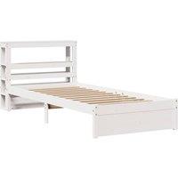 Berkfield Home Beautiful Bed Frame with Headboard without Mattress White 75x190 | Size: Small Single