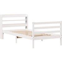 Berkfield Home Beautiful Bed Frame with Headboard without Mattress White 90x190 | Size: Single