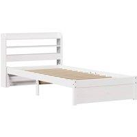 Berkfield Home Beautiful Bed Frame with Headboard without Mattress White 75x190 | Size: Small Single
