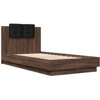 Berkfield Home Durable Bed Frame with LED without Mattress Brown Oak 75x190 cm S | Size: Small Single