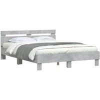 Berkfield Home Durable Bed Frame with LED without Mattress Concrete Grey 150x200 | Size: King