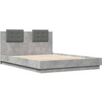 Berkfield Home Durable Bed Frame with LED without Mattress Concrete Grey 150x200 | Size: King