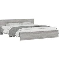 Berkfield Home Durable Bed Frame with LED without Mattress Grey Sonoma 180x200 c | Size: Super King