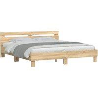 Berkfield Home Durable Bed Frame with LED without Mattress Sonoma Oak 180x200 cm in Tan | Size: Super King