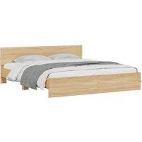 Berkfield Home Durable Bed Frame with LED without Mattress Sonoma Oak 180x200 cm in Brown | Size: Super King
