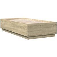Berkfield Home Durable Bed Frame with LED without Mattress Sonoma Oak 75x190 cm in Light Tan | Size: Small Single