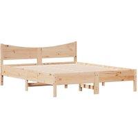 Berkfield Home Beautiful Bed Frame without Mattress 150x200 cm King Size Solid W in Natural