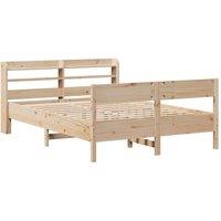 Berkfield Home Decorative Bed Frame without Mattress 150x200 cm King Size Solid in Natural