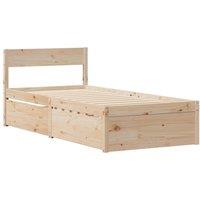 Berkfield Home Modern Bed Frame without Mattress 75x190 cm Small Single Solid Wo in Natural