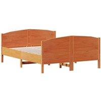 Berkfield Home Beautiful Bed Frame Frame Wax Brown 120x190 cm Small Double Solid