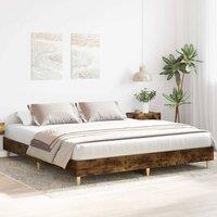 Berkfield Home Durable Bed Frame without Mattress Smoked Oak 180x200cm Engineere in Brown | Size: Super King