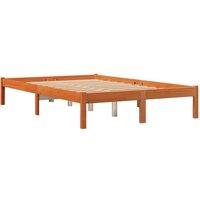 Berkfield Home Beautiful Bed Frame without Mattress Wax Brown 140x190 cm Solid W