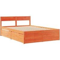 Berkfield Home Modern Bed Frame Frame Wax Brown 120x190 cm Small Double Solid Wo