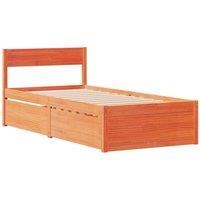 Berkfield Home Modern Bed Frame Frame Wax Brown 75x190 cm Small Single Solid Woo