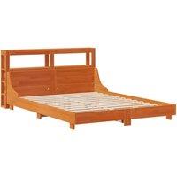 Berkfield Home Decorative Bed Frame Frame Wax Brown 150x200 cm King Size Solid W