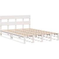 Berkfield Home Beautiful Bed Frame Frame White 120x190 cm Small Double Solid Woo