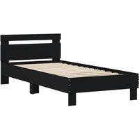 Berkfield Home Durable Bed Frame without Mattress with Headboard Black 75x190 cm | Size: Small Single