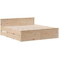 Berkfield Home Durable Bed Frame without Mattress with Headboard 200x200 cm Soli in Light Tan