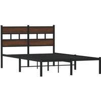 Berkfield Home Elegant Bed Frame Frame with Headboard Brown Oak 120x190 cm Small | Size: Small Double