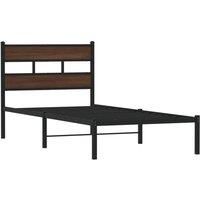 Berkfield Home Elegant Bed Frame without Mattress with Headboard Brown Oak 90x19 | Size: Single