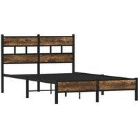 Berkfield Home Elegant Bed Frame Frame with Headboard Sonoma Oak 120x190 cm Smal in Brown | Size: Small Double