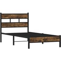 Berkfield Home Elegant Bed Frame without Mattress with Headboard Sonoma Oak 90x1 in Brown | Size: Single