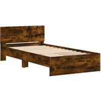 Berkfield Home Durable Bed Frame without Mattress with Headboard Smoked Oak 100x in Brown
