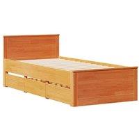 Berkfield Home Durable Bed Frame Frame with Headboard Wax Brown 90x200 cm Solid