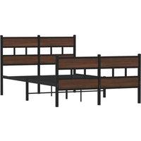Berkfield Home Elegant Bed Frame Frame with Headboard & Footboard 120x190 cm S in Brown | Size: Small Double