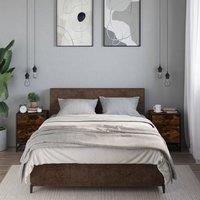 Berkfield Home Decorative Bedside Cabinets 2 pcs Smoked Oak 40x31x50 cm Engineer in Brown | Size: 40 x 31 x 50 cm