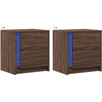 Berkfield Home Stylish Bedside Cabinets with LED Lights 2 pcs Brown Oak Engineer