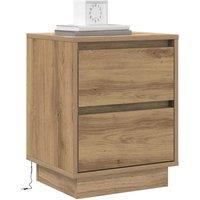 Berkfield Home Modern Bedside Cabinets with LED Lights 2 pcs Artisan Oak 39x34.5 in Brown