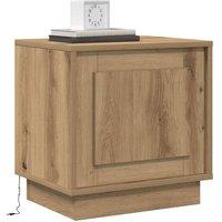 Berkfield Home Modern Bedside Cabinets with LED Lights 2 pcs Artisan Oak 44x34.5 in Brown