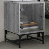 Berkfield Home Elegant Bedside Cabinets with Glass Doors 2 pcs Grey Sonoma 35x37