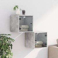 Berkfield Home Elegant Bedside Cabinets with Glass Doors 2 pcs Concrete Grey 35x