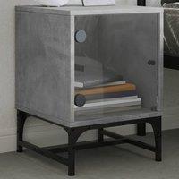 Berkfield Home Elegant Bedside Cabinets with Glass Doors 2 pcs Concrete Grey 35x