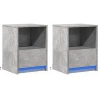 Berkfield Home Stylish Bedside Cabinets with LED Lights 2 pcs Concrete Grey Engi