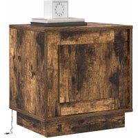Berkfield Home Beautiful Bedside Cabinets with LED Lights 2 pcs Smoked Oak 44x34 in Brown