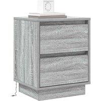 Berkfield Home Traditional Bedside Cabinets with LED Lights 2 pcs Grey Sonoma 39
