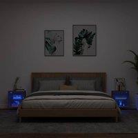Berkfield Home Decorative Bedside Cabinets with LED Lights Wall-mounted 2 pcs Br in Brown