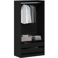 Berkfield Home Modern Black Oak Wardrobe - 100 x 50 x 200 cm - Made from Enginee