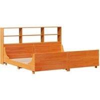 Berkfield Home Decorative Bookcase Bed Frame Wax Brown 180x200 cm Super King Sol