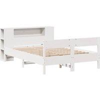 Berkfield Home Decorative Bookcase Bed without Mattress White 140x190cm Solid Wo | Size: 140x190 cm