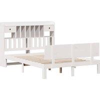 Berkfield Home Decorative Bookcase Bed without Mattress White 140x200cm Solid Wo | Size: 140x200 cm